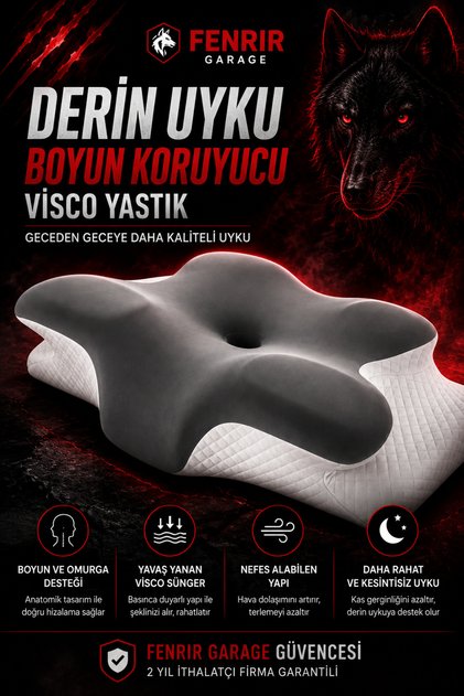 Yastık - Boyun Destekli Visco Yastık 60x40x12 cm