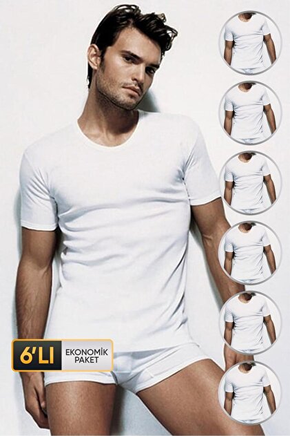 Men's White Crew Neck Undershirt 6-Piece Economic Pack 640