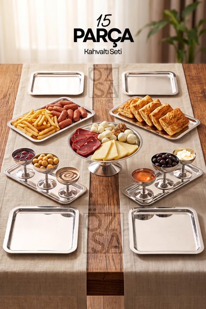 Arion 15 Piece Luxury Breakfast Set for 4 People Stainless Steel Breakfast Set
