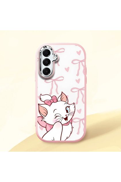 Samsung Galaxy A16 Compatible Case Camera Protective Pink Cartoon Patterned Silicone Lover Couple Phone Case