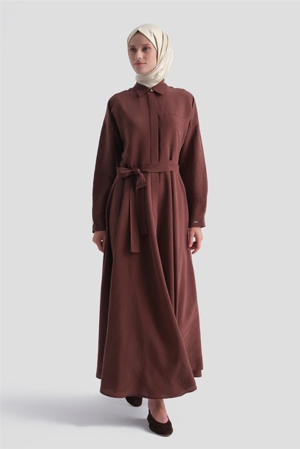 Flared Skirt Dress Bitter Brown
