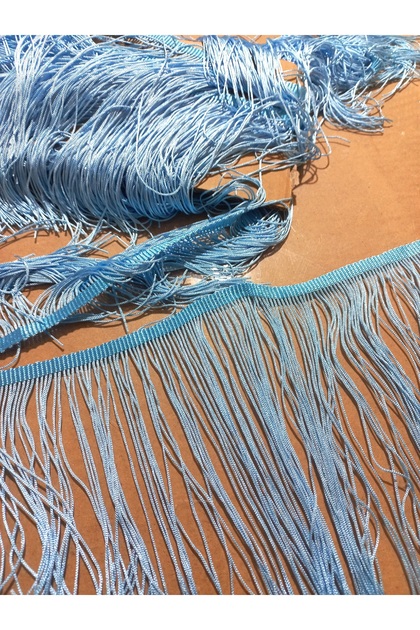 Blue Flat Tassel Fringe 1 Meter Price Is for Length 20 cm – Decorative Strip