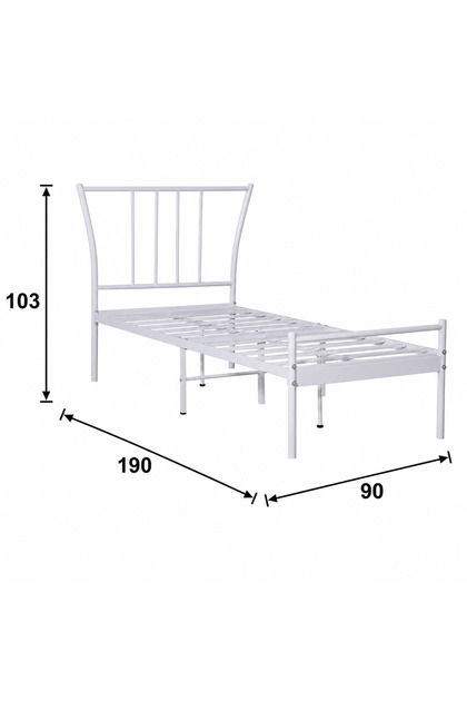Modern style bed in white, size 90 x 190 cm