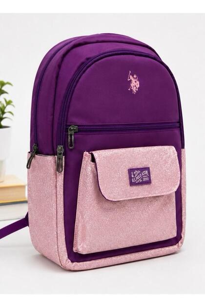 Girls' Glittery School Backpack, Lightweight, Multi-Compartment, with Water Bottle Pocket and Back Protection