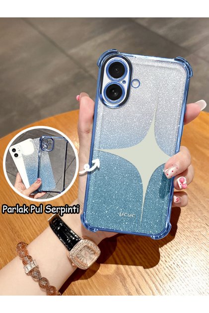 iPhone 16 Compatible Transparent Four-Corner Silicone Coated Glossy Edge Case