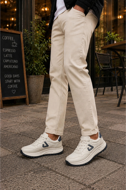 Mamba Men's Casual Sports Shoes Lace-Up Comfortable Sole Casual Sneaker - Beige