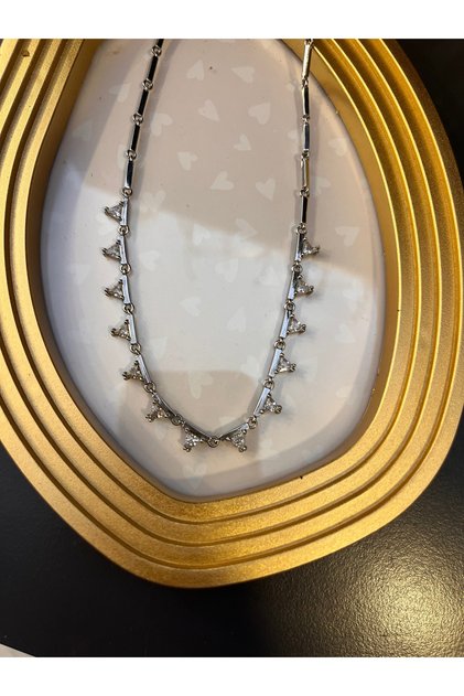 Transparent Stone Silver Color Design Necklace
