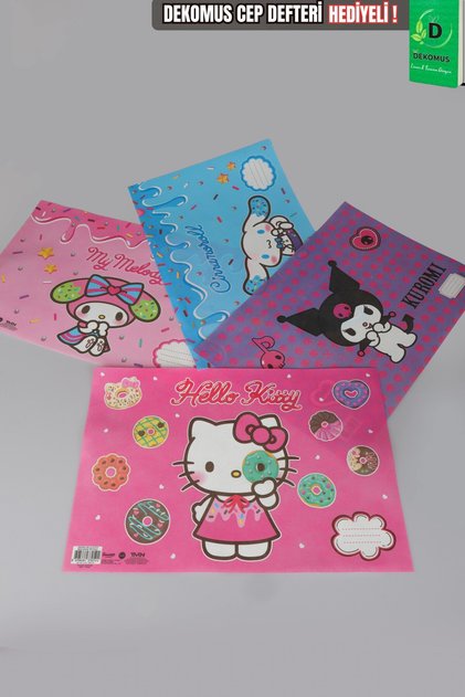 X Dekomus Licensed Hello Kitty, Cinnamorol, My Melody, Kuromi Best Friends 4-Piece Lunch Mat Set