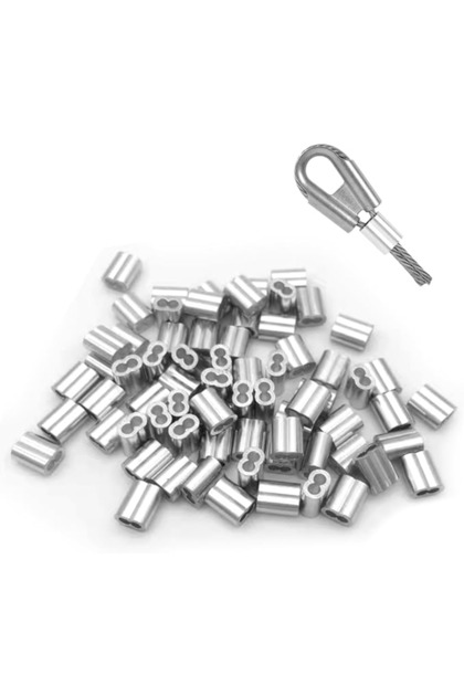 Set de 60 cleme de sertizare din aluminiu, 8mm