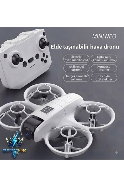 Gri Renk Mini Neo Drone – Kameralı, Katlanabilir, Uzaktan Kumandalı Akıllı Drone