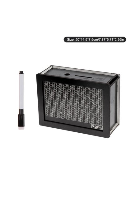 USD 5000 USD Black Reusable Piggy Bank With Money Goal Counter Piggy Bank DIY Saving Money Box For H