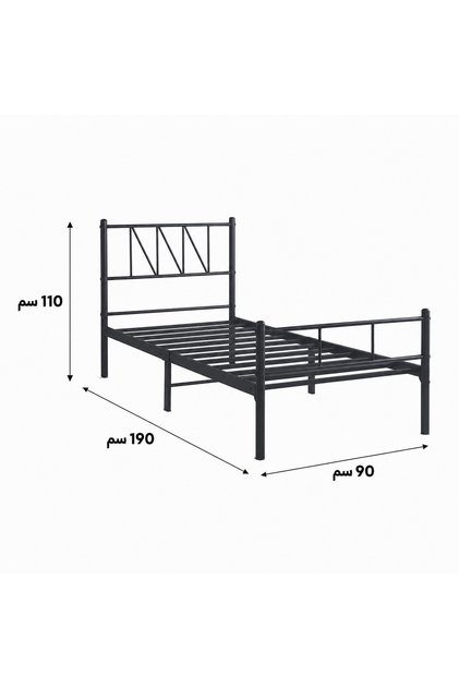 Black bed with modern design, size 90 x 190 cm