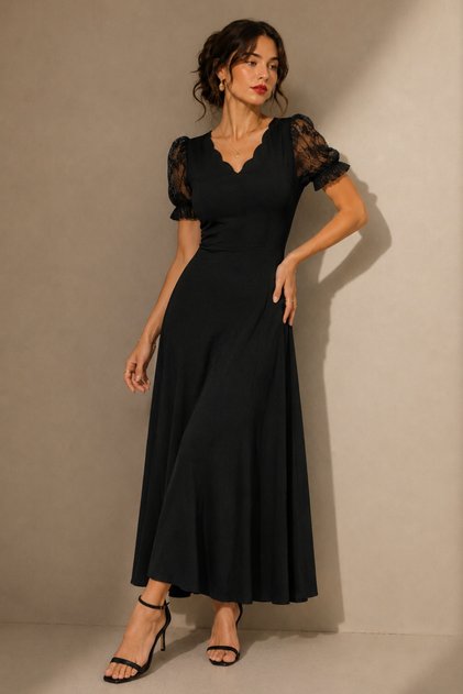 Women's Short Sleeve V-Neck Long Janjan Dress