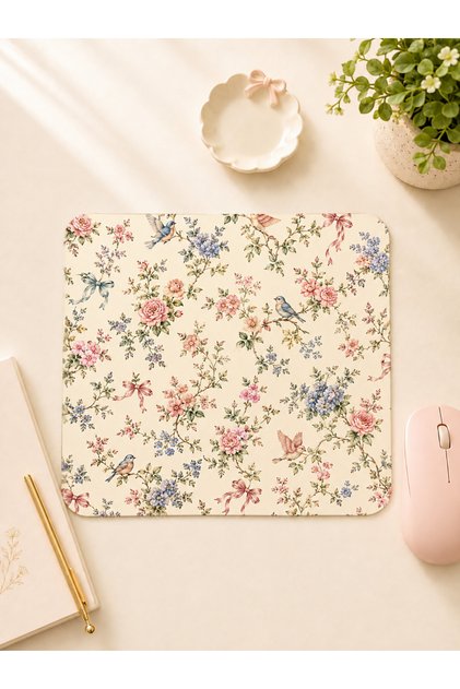 Kuş Desenli Orman Baskılı Mousepad – 19x24 cm, DTF Baskı , Ergonomik Kaymaz Tabanlı Oyuncu Mouse Pad