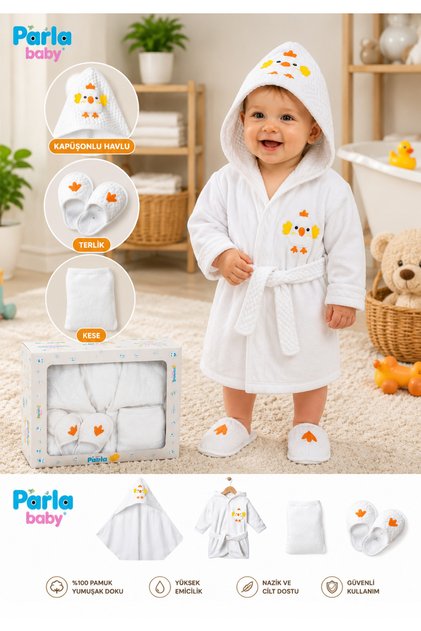 100% Cotton 0-1 Year Old Baby Bathrobe Set