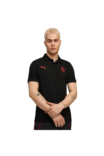AC Milan FtblEssentials Erkek Siyah Futbol Polo Yaka T-Shirt 78258504