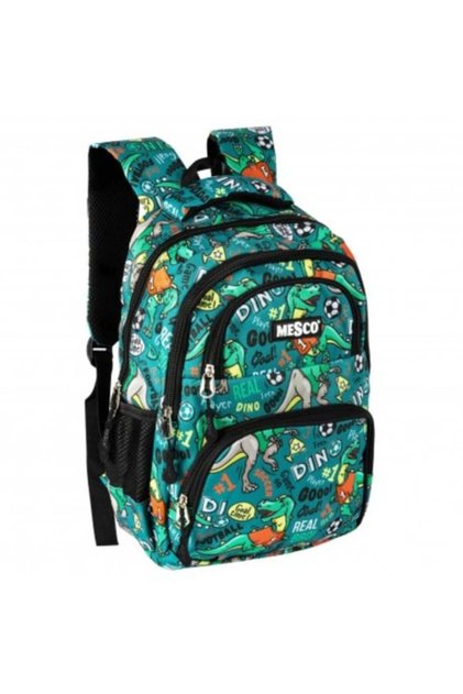 Ghiozdan școlar cu 4 compartimente, 38 x 26.5 x 12 cm, Model Dinozaur Multicolor