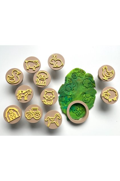 Special Design Ceramic and Dough Mold Set with Farm Animal Figures, 11 Pieces, with Cutter