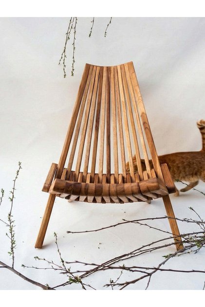Singapur Masif Tik Ağacı Lounge Sandalye | Katlanır Dış Mekan Bahçe & Balkon Dinlenme Kahve Berjeri