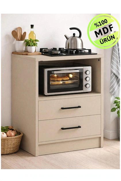 Kumtaşı MDF Mini Midi Fırın Dolabı Çekmeceli Çok Amaçlı Mutfak Dolabı