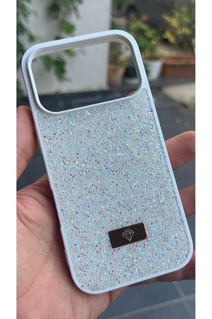 Compatible with iPhone 17 Pro Max / 18 Pro Max - Shiny with a Stone-Embellished Look (Velvet Inside) Soft Sided Phone Case