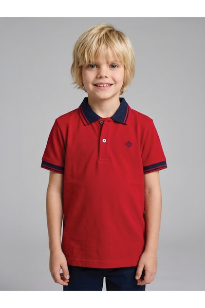 Boys Contrast Collar Polo T-Shirt