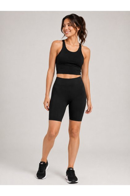Black Solid Cycling Shorts