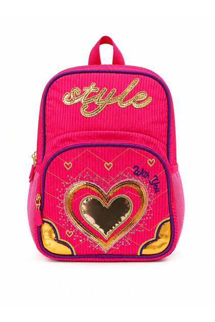 Aveleria Heart Shiny Patterned Kindergarten Nursery School Bag for Girls