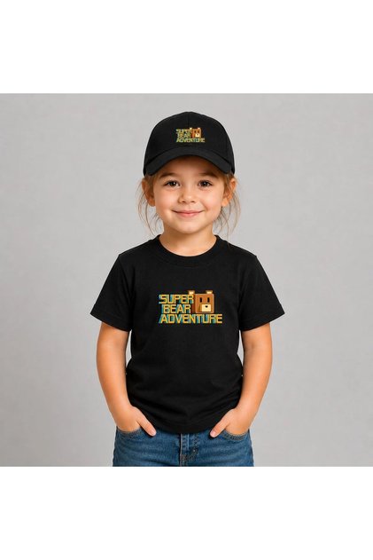 Super Bear Printed T-Shirt, Premium Quality Unisex Children's / Adults' (with Hat as a Gift)