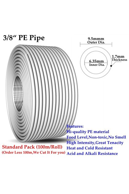5m(16.5ft) 3l8 Inch Pipe 1/4" 3/8" PE Pipe Food Grade Water Purifier Pipe Hi-quality Soft Tube Aquar
