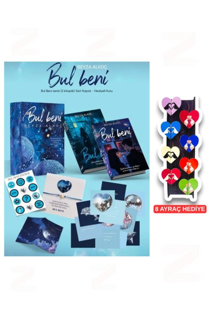 Beyza Alkoç Bul Beni 2 Book Set Hardcover (Gift Boxed) 8-Piece Special Design Special Design Heart Bookmark Gift
