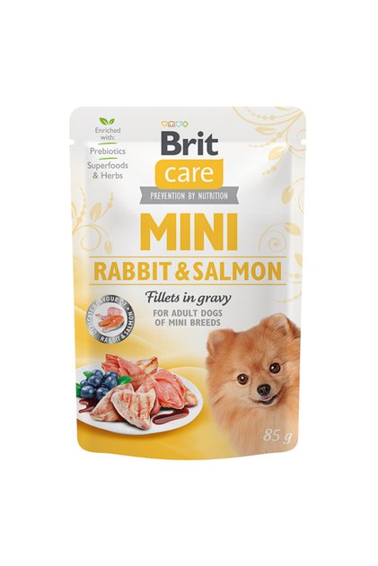 Dog Mini Rabbit and Salmon Fillets in Gravy 85 g