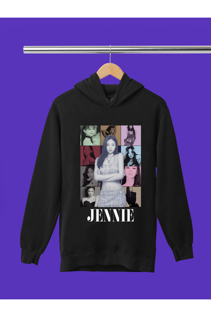 Jennie from Blackpink K-Pop Printed 3-Yarn Quality Soft Texture Hooded Children's Sweatshirt