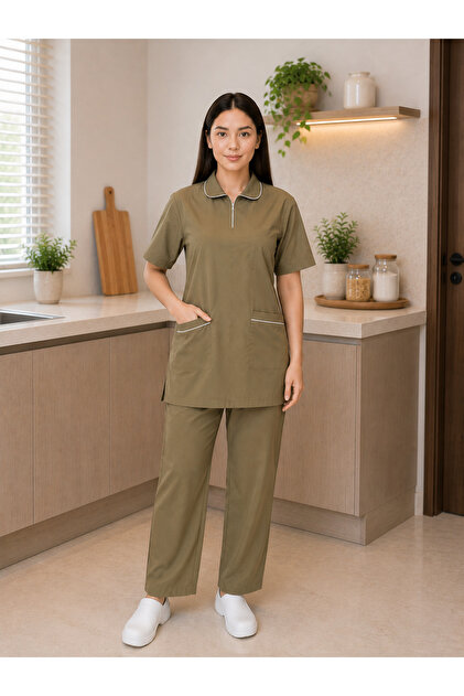 Women's 2-Piece Housekeeping Uniform Set - Shirt and Pants - Comfortable Workwear with Pockets