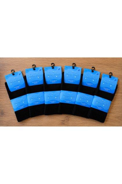 Special Modal Yarn Knitted 6 Pieces Black Diabetic Socks