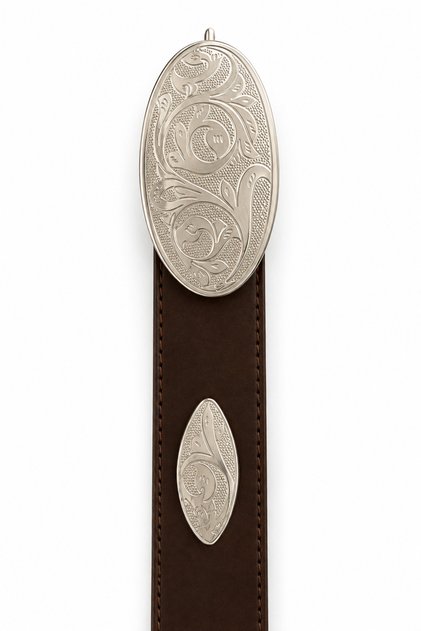 Patterned Buckle Bitter Brown Belt
