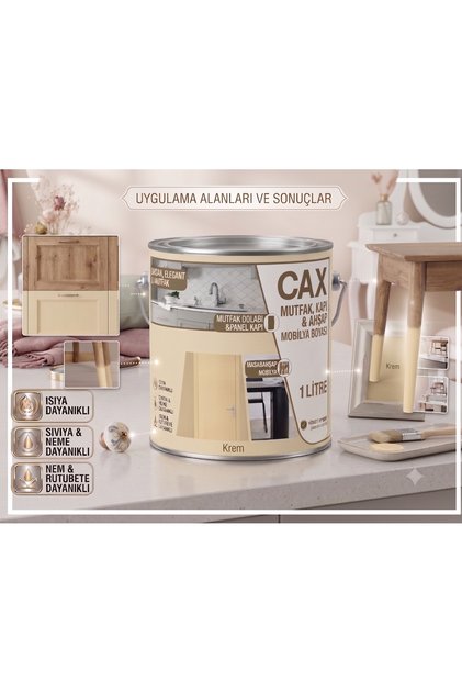 CAX 1 Litre Masa ve Sehpa Boyası - Çok Amaçlı Ahşap, Mobilya ve Sehpa Ahşap Boyası (Kendinden Vernikli)