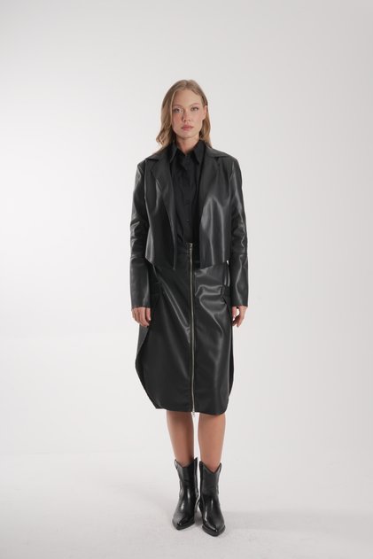 Women's Leather Skirt-Jacket Set