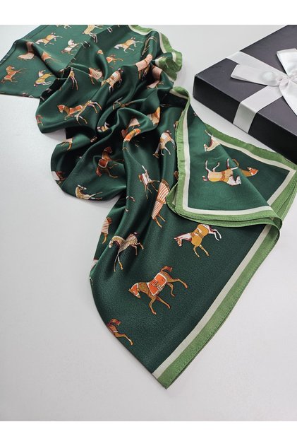 Luxury Voile Silk Shawl Hijab Foulard Scarf Shawl Horse Patterned 70 X 180 cm