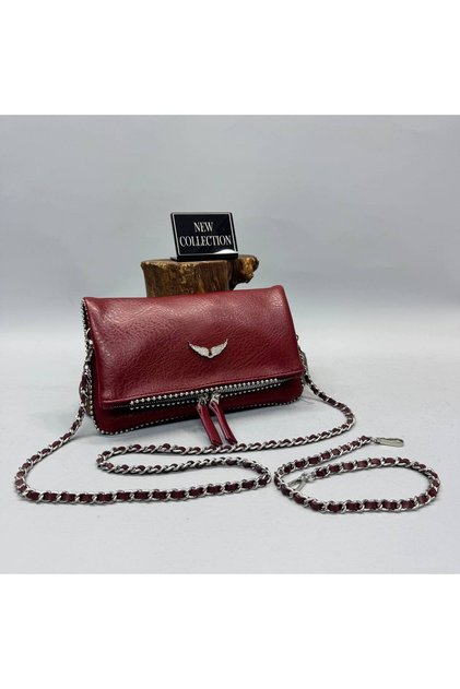 Women's Shoulder Bag with Chain Strap and Zipper, Stylish Bag