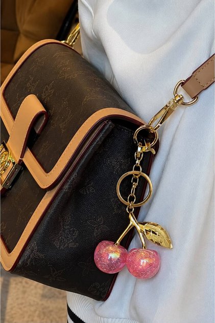 Unique Shiny Cherry-Shaped Keyring Charm
