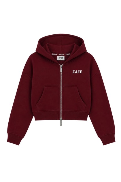 Nakışlı Her Mevsim Giyilebilen Cropped Zip Hoodie