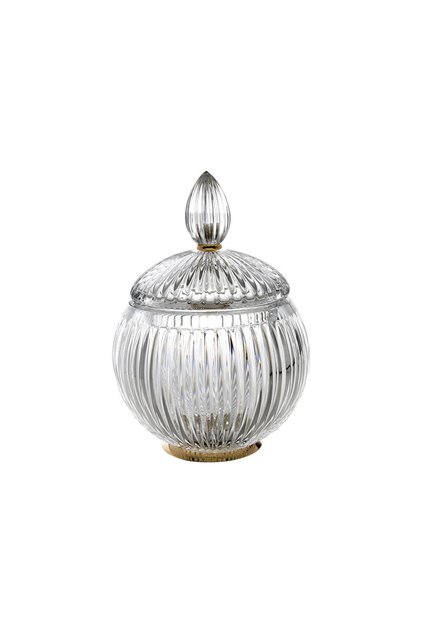 Elegance Cotton Holder, Countertop - Clear Glass/Gold