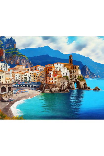 Pictură după Numere DIY Artizanat Vopsele Acrilice Oraș Italian 40x60 cm — pictura pe numere, set pi