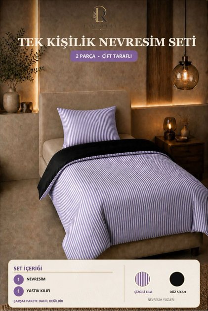 Single Double-Sided Cotton Duvet Cover Set Striped-Plain Black 2 Pieces Duvet Cover and Pillowcase Without Sheets