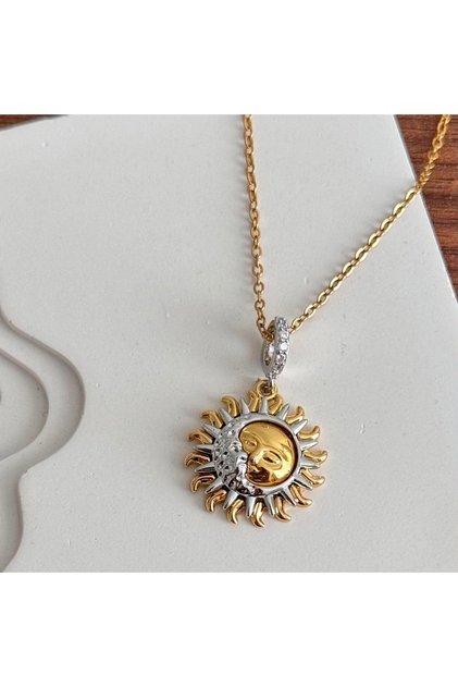 Güneş Ay Silver Gold Kolye