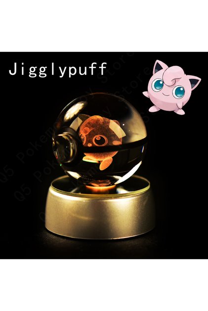 29 Jigglypuff Pokemon Crystal Ball 3D Mewtwo Pikachu Gengar Pokeball 3D Night Light Lamp Glass Statu