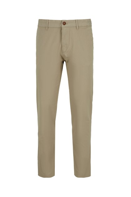 Regular Fit Standard Cut Lycra Stretch Canvas / Chino Trousers with Side Pockets