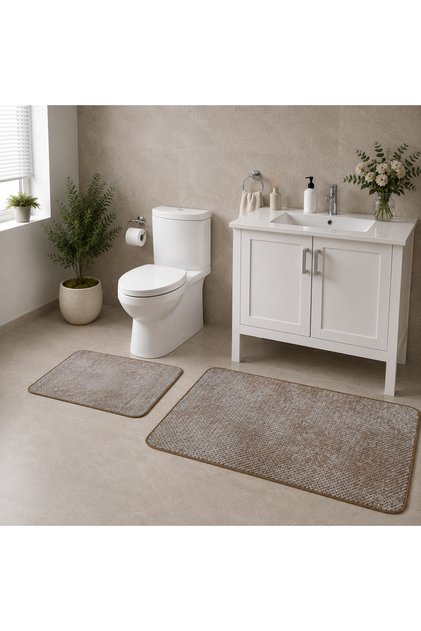 Set of 2 Non-Slip Washable Bath Mats (60X100 + 50X60 cm)