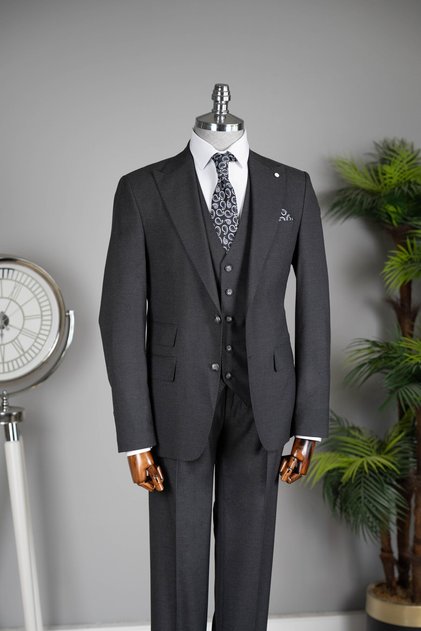 Exclusive Double Pocket Cover Vest Suit Gray
